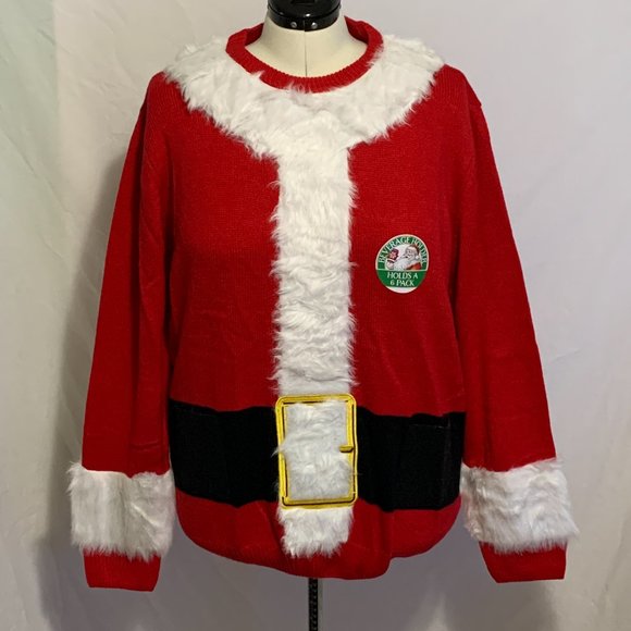 Ugly Christmas Sweater Santa Suit 6 Pack Beer Drink Holster Holder Men Women XL - Picture 3 of 8